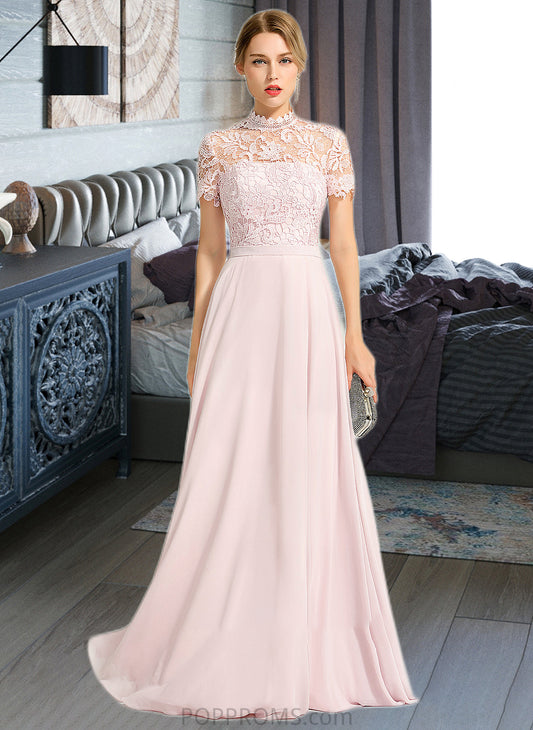 Melody A-Line High Neck Floor-Length Chiffon Bridesmaid Dress With Sequins PP6P0012852