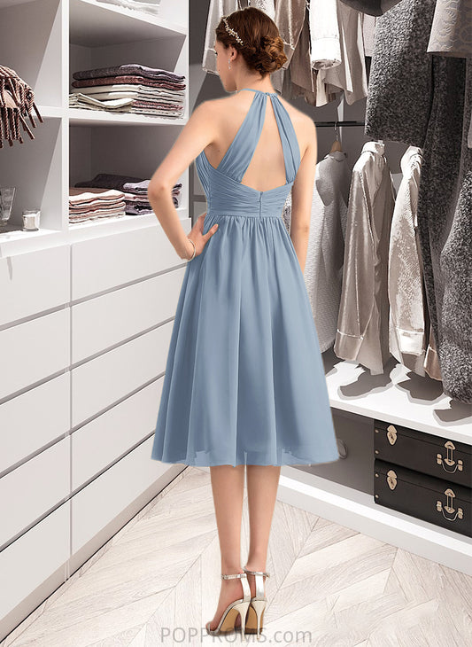 Kasey A-Line Scoop Neck Knee-Length Chiffon Bridesmaid Dress With Ruffle PP6P0012853