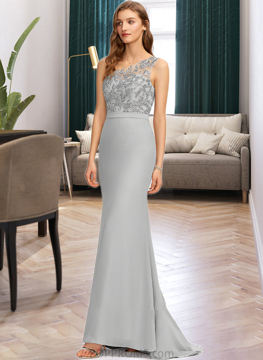 Kaylin Trumpet/Mermaid One-Shoulder Sweep Train Chiffon Bridesmaid Dress PP6P0012889