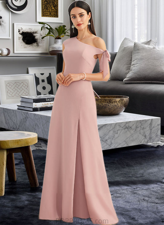 Londyn A-Line One-Shoulder Floor-Length Bridesmaid Dress With Bow(s) PP6P0012914