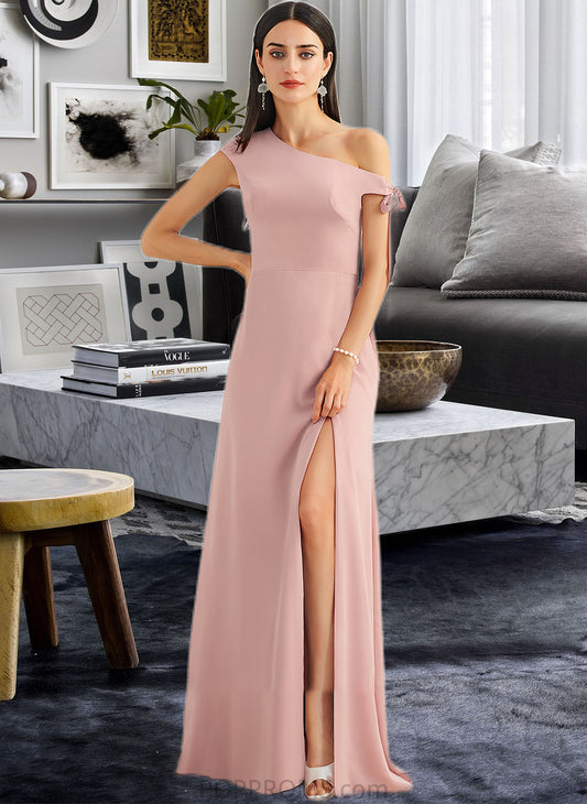 Londyn A-Line One-Shoulder Floor-Length Bridesmaid Dress With Bow(s) PP6P0012914