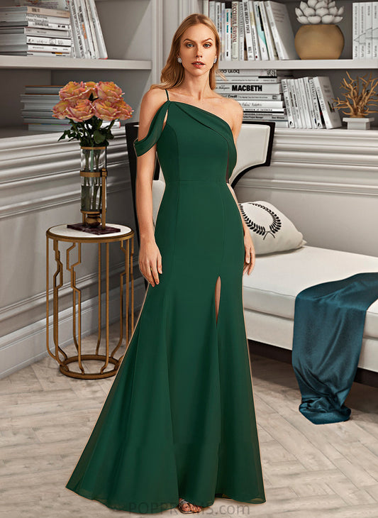 Lorelai Trumpet/Mermaid One-Shoulder Floor-Length Bridesmaid Dress With Split Front PP6P0012921