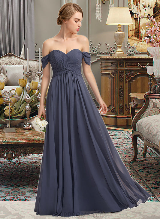 Jaida A-line Off the Shoulder Floor-Length Chiffon Bridesmaid Dress With Ruffle PP6P0012924