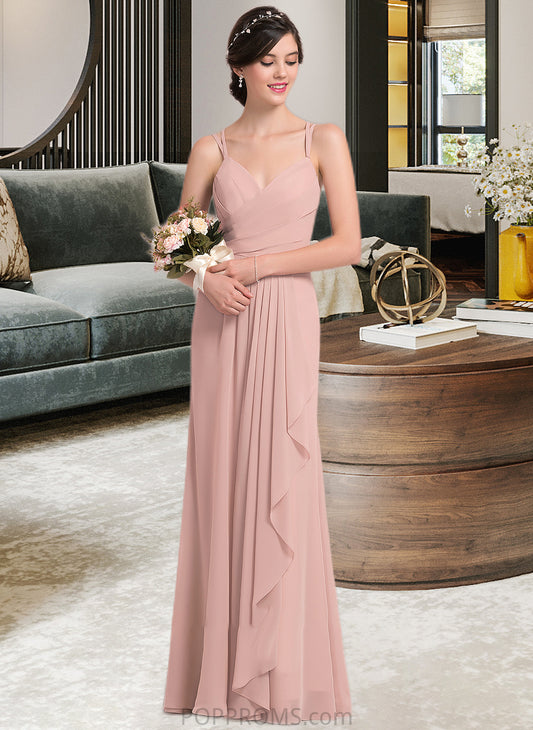 Macy A-line Sweetheart Floor-Length Chiffon Bridesmaid Dress With Cascading Ruffles PP6P0012957