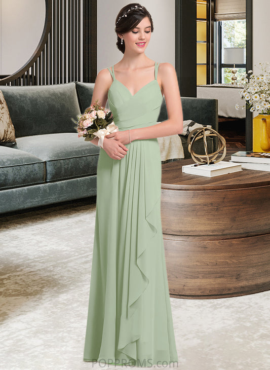 Macy A-line Sweetheart Floor-Length Chiffon Bridesmaid Dress With Cascading Ruffles PP6P0012957