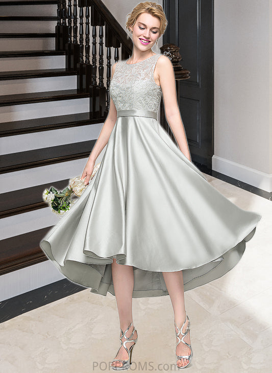 Krista A-Line Scoop Neck Asymmetrical Satin Bridesmaid Dress PP6P0012965