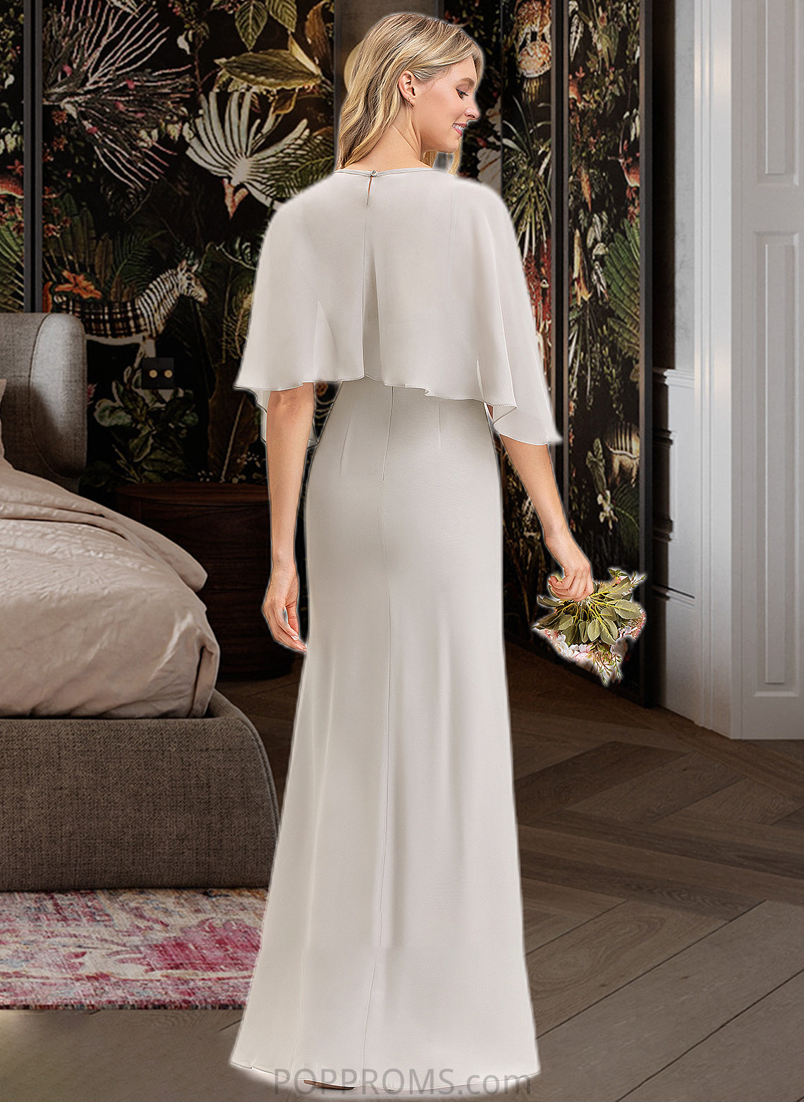 Emerson Sheath/Column Square Neckline Floor-Length Chiffon Bridesmaid Dress PP6P0012979