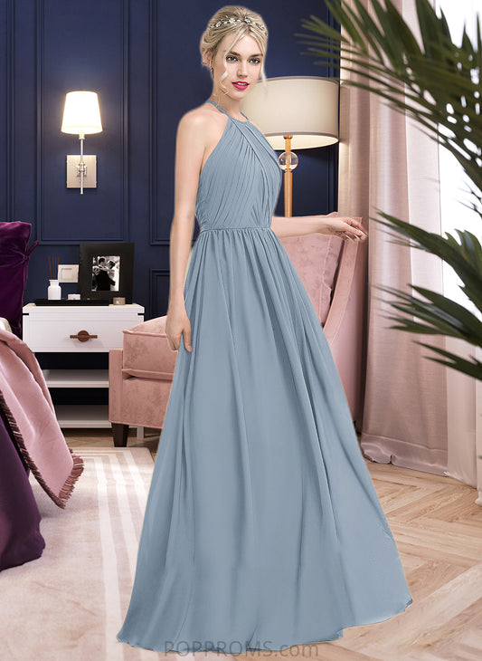 Alivia A-Line Scoop Neck Floor-Length Chiffon Bridesmaid Dress With Ruffle PP6P0012989