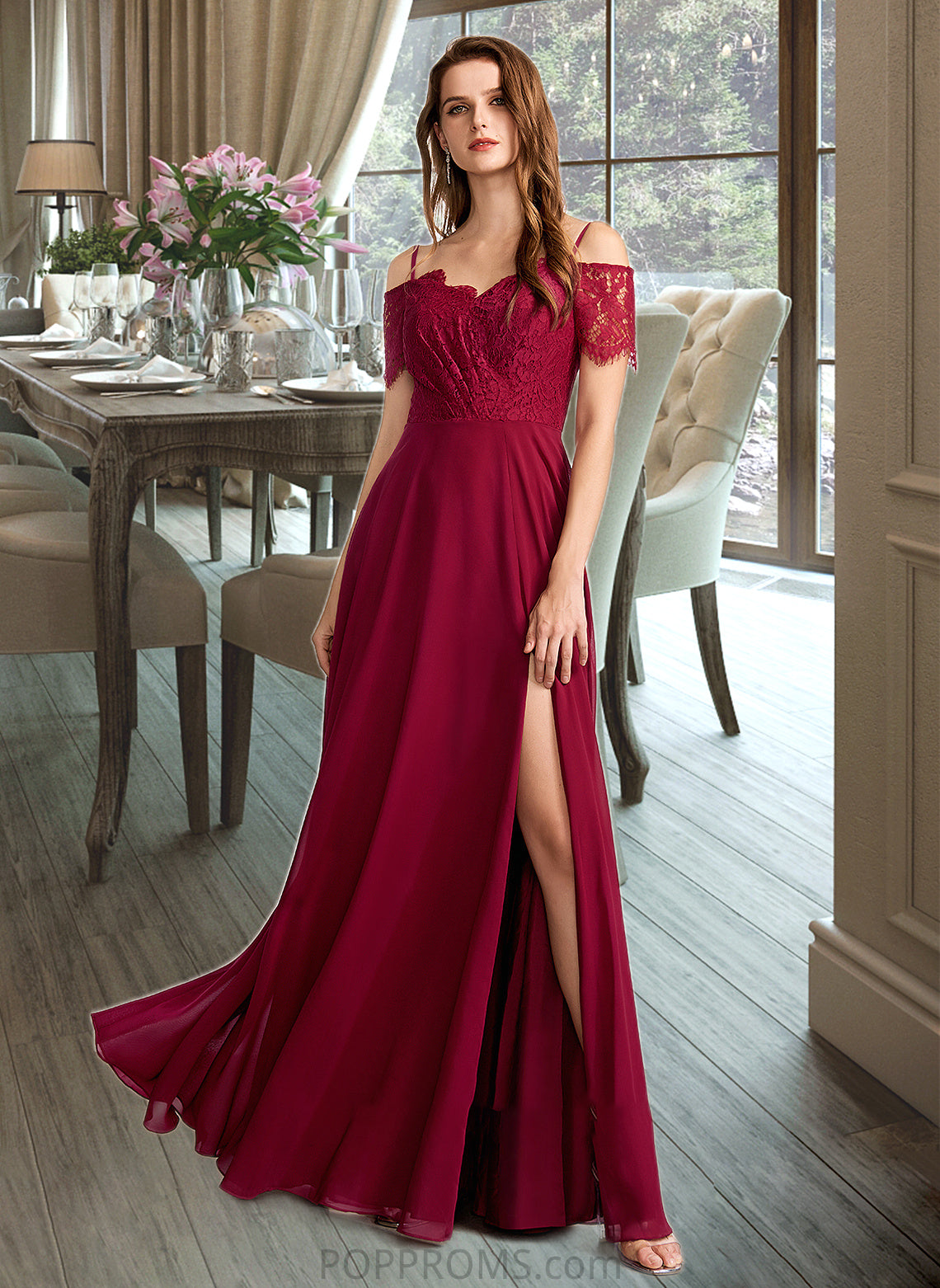 Camilla A-Line V-neck Floor-Length Bridesmaid Dress PP6P0013000