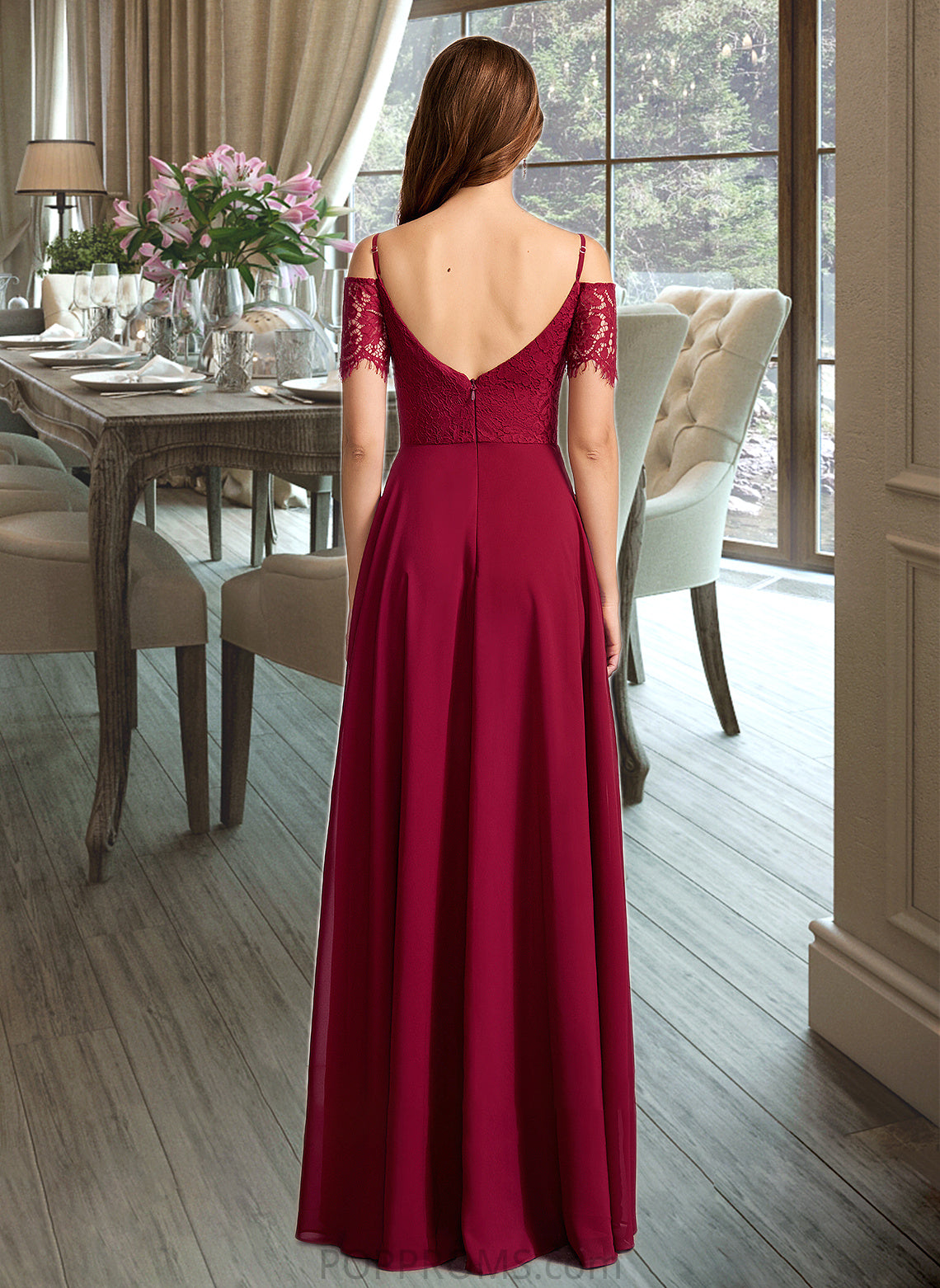 Camilla A-Line V-neck Floor-Length Bridesmaid Dress PP6P0013000