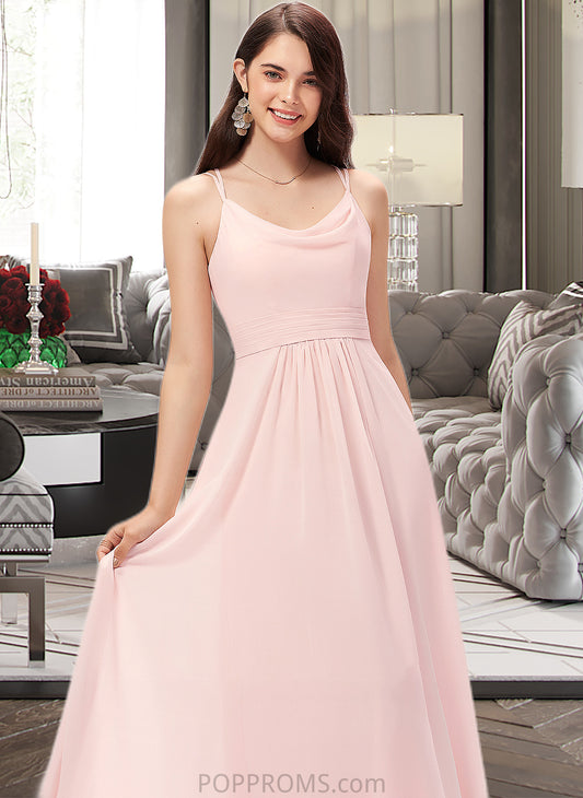 Jayleen A-Line Cowl Neck Floor-Length Chiffon Bridesmaid Dress PP6P0013005