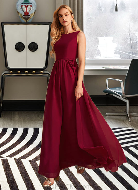 Maliyah A-Line High Neck Floor-Length Bridesmaid Dress With Bow(s) PP6P0013022