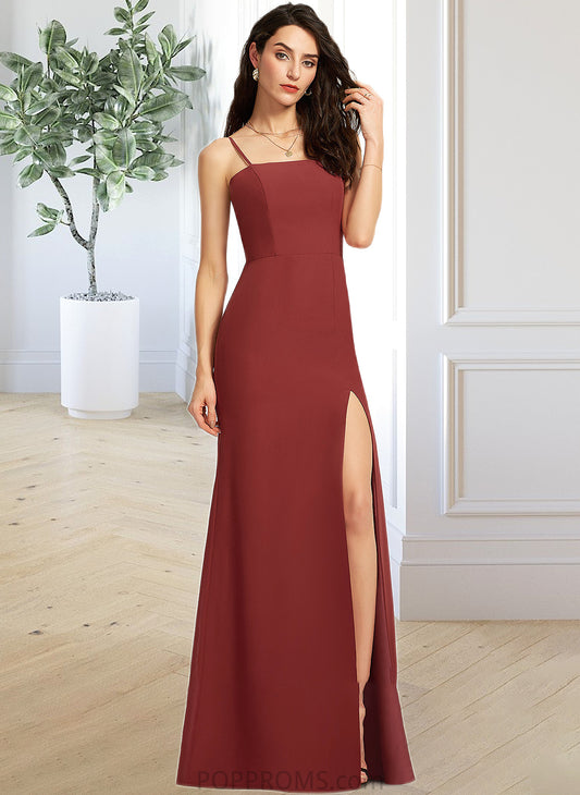 Cameron Sheath/Column Square Neckline Floor-Length Bridesmaid Dress With Split Front PP6P0013026