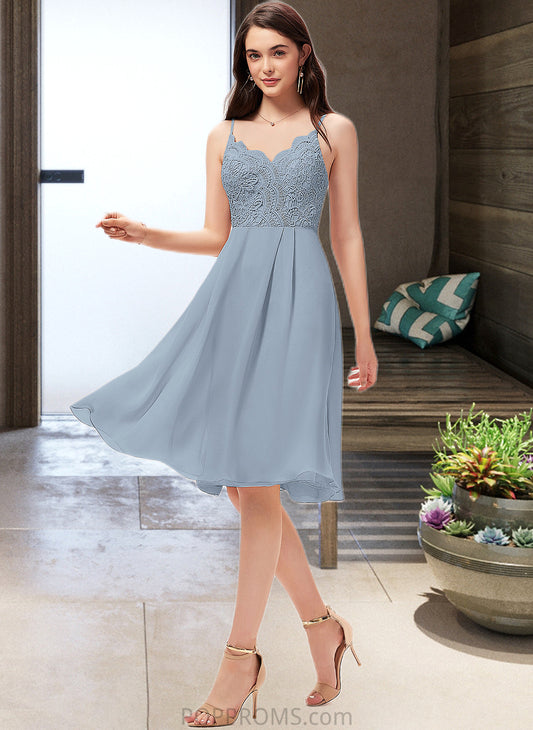 Isis A-Line V-neck Knee-Length Chiffon Lace Bridesmaid Dress PP6P0013032