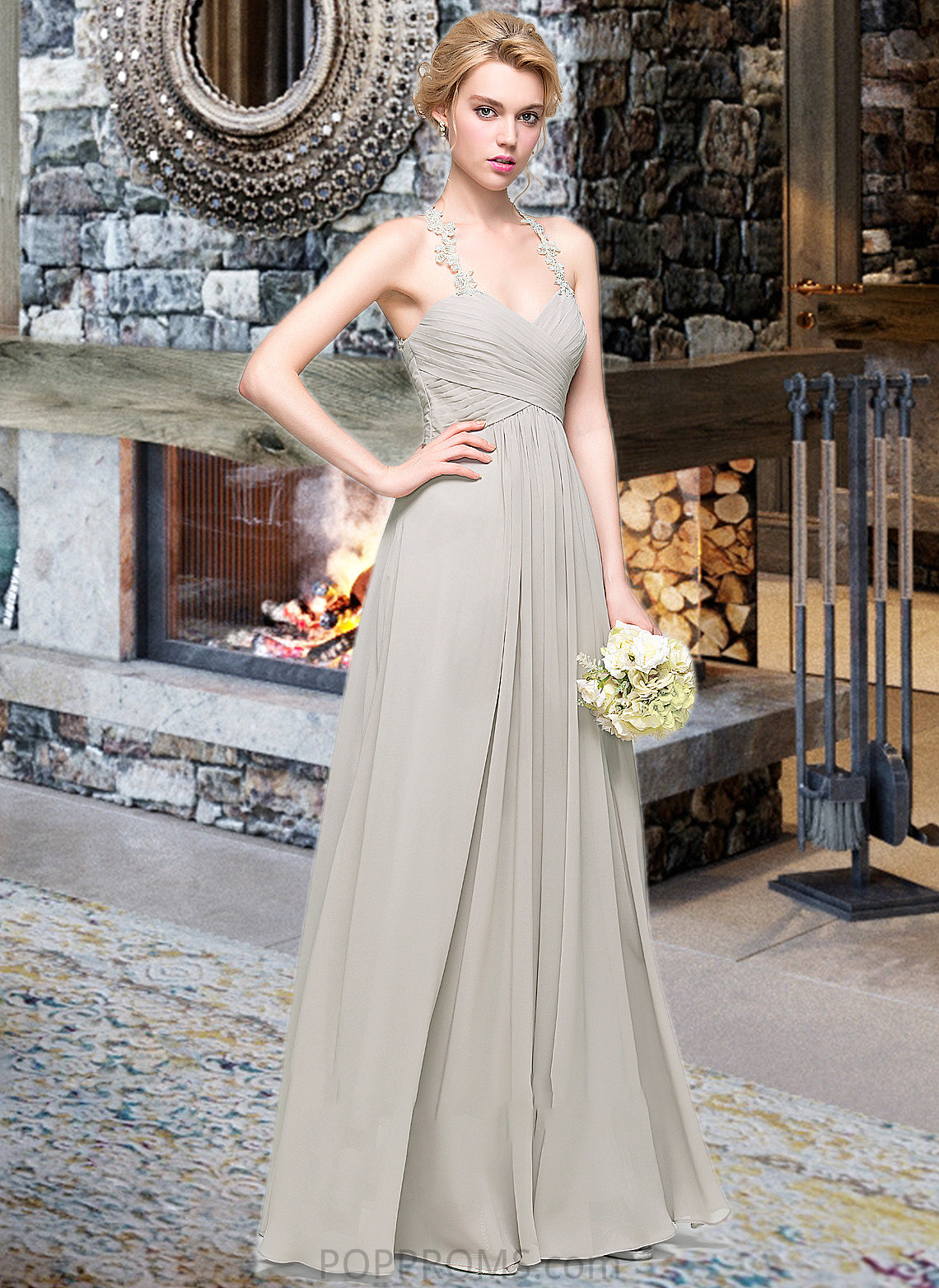 Sabrina A-Line Sweetheart Floor-Length Chiffon Bridesmaid Dress With Ruffle PP6P0013034