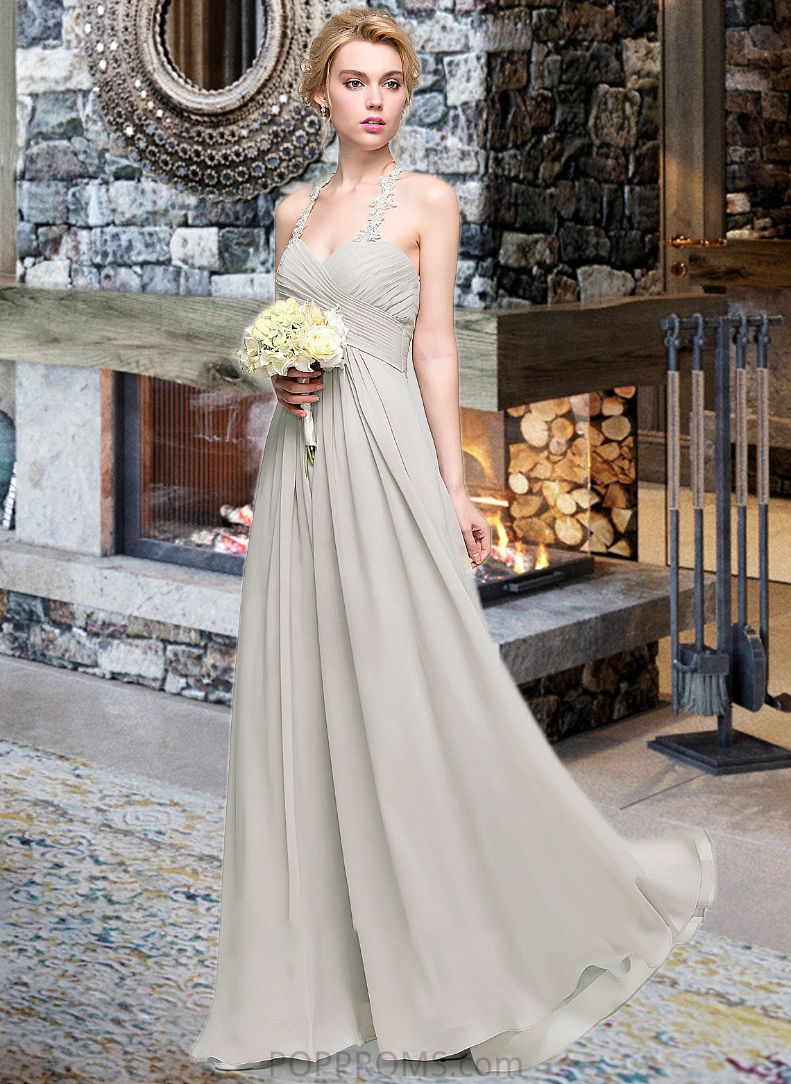 Sabrina A-Line Sweetheart Floor-Length Chiffon Bridesmaid Dress With Ruffle PP6P0013034