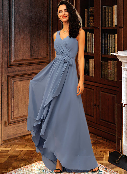 Lydia A-LineV-neckAsymmetricalChiffonBridesmaidDressWithRuffleBow(s)#251387 PP6P0013061