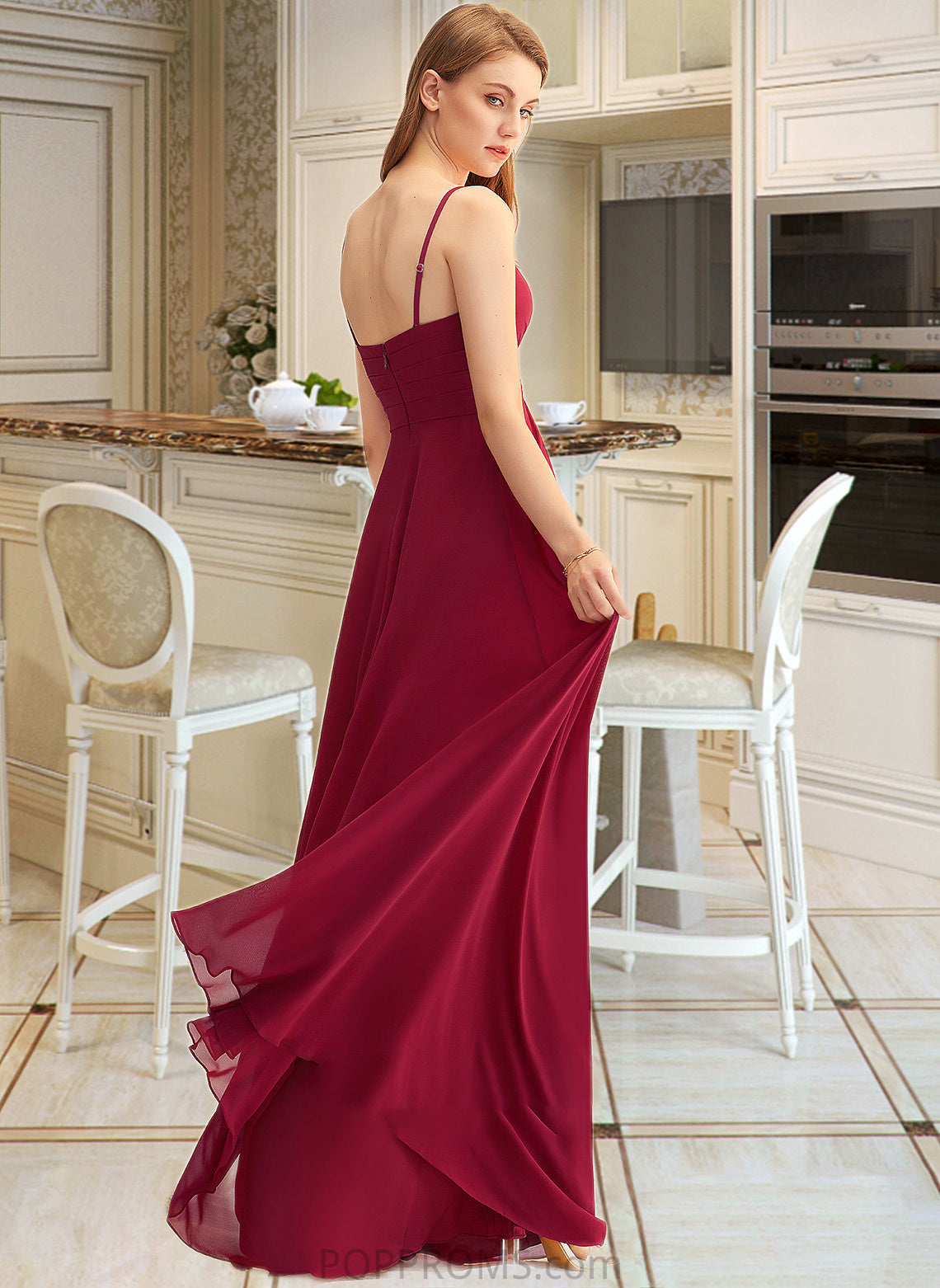 Makayla A-LineV-neckFloor-LengthChiffonBridesmaidDressWithRuffle#251386 PP6P0013076