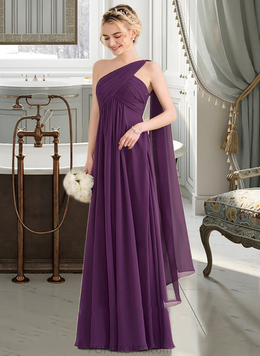 Susie A-line One Shoulder Floor-Length Chiffon Bridesmaid Dress With Ruffle PP6P0013078