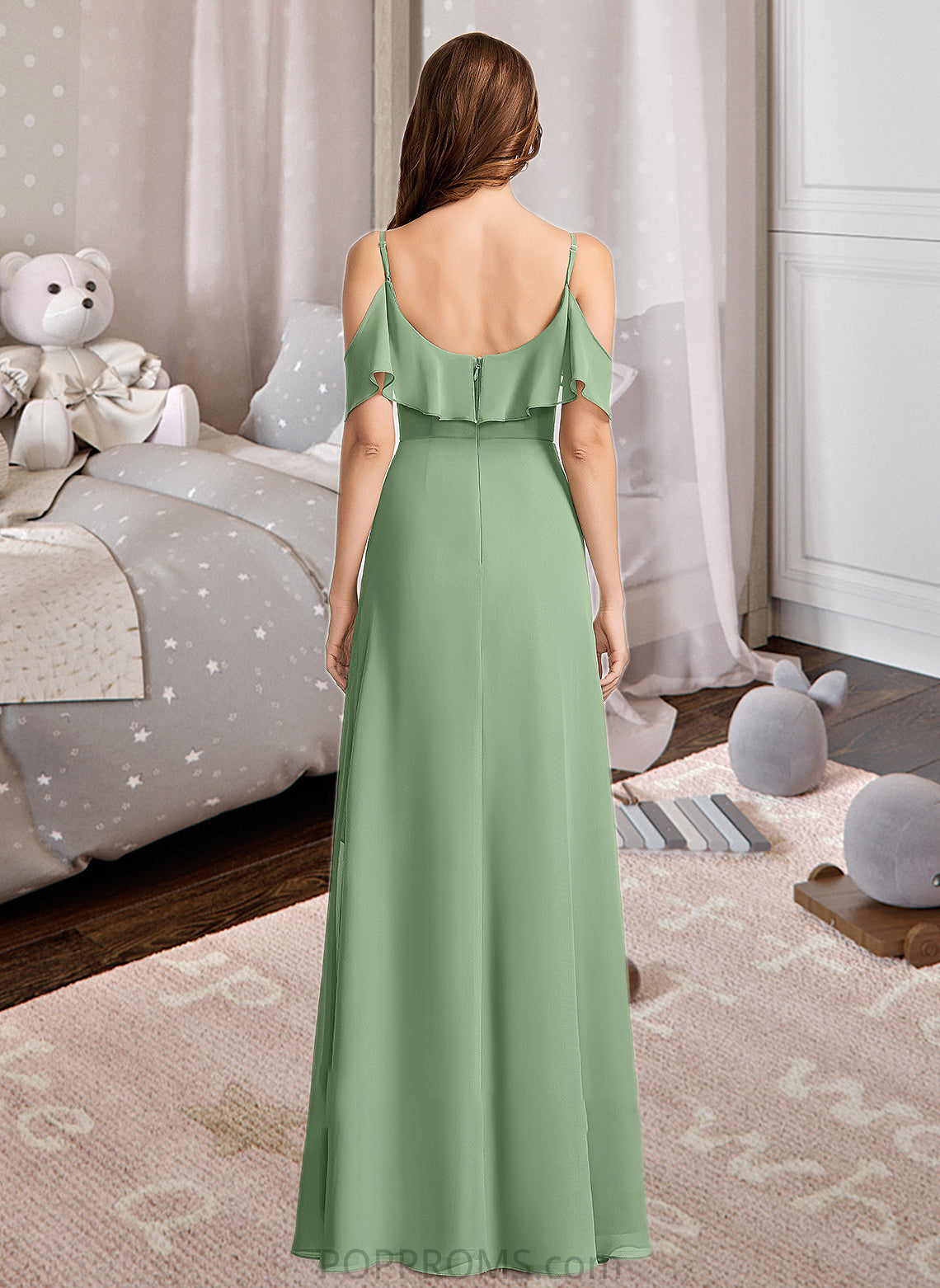 Dahlia A-Line V-neck Asymmetrical Bridesmaid Dress With Split Front PP6P0013109