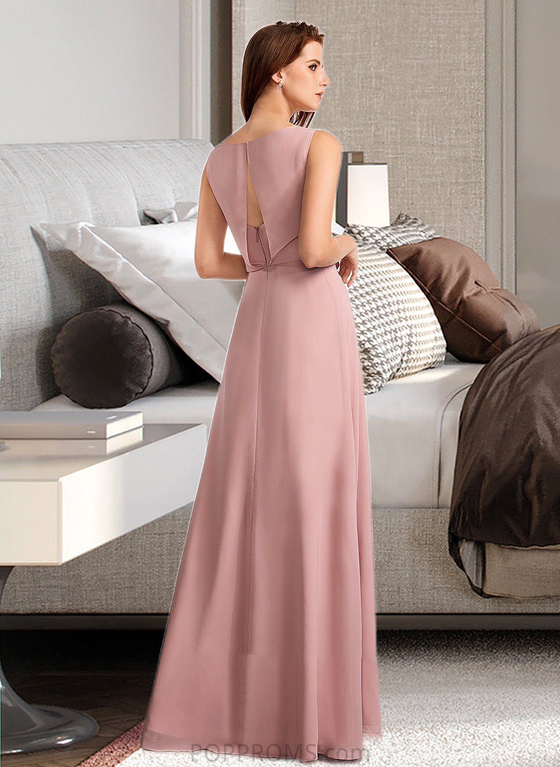 Paloma A-Line Floor-Length Bridesmaid Dress With Bow(s) PP6P0013139