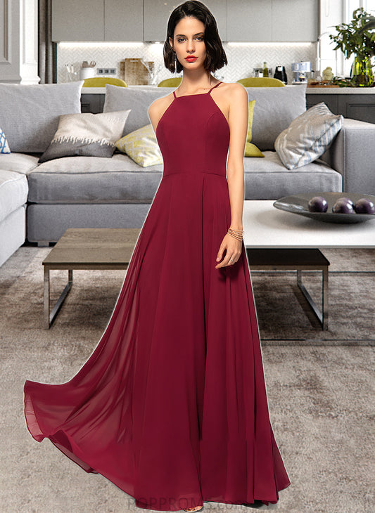 Taniya A-Line Scoop Neck Square Neckline Floor-Length Chiffon Bridesmaid Dress PP6P0013146