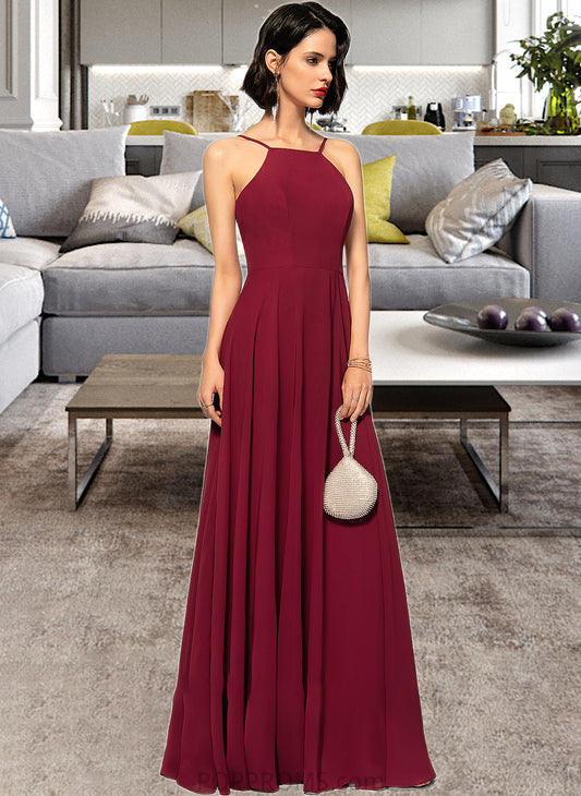 Taniya A-Line Scoop Neck Square Neckline Floor-Length Chiffon Bridesmaid Dress PP6P0013146