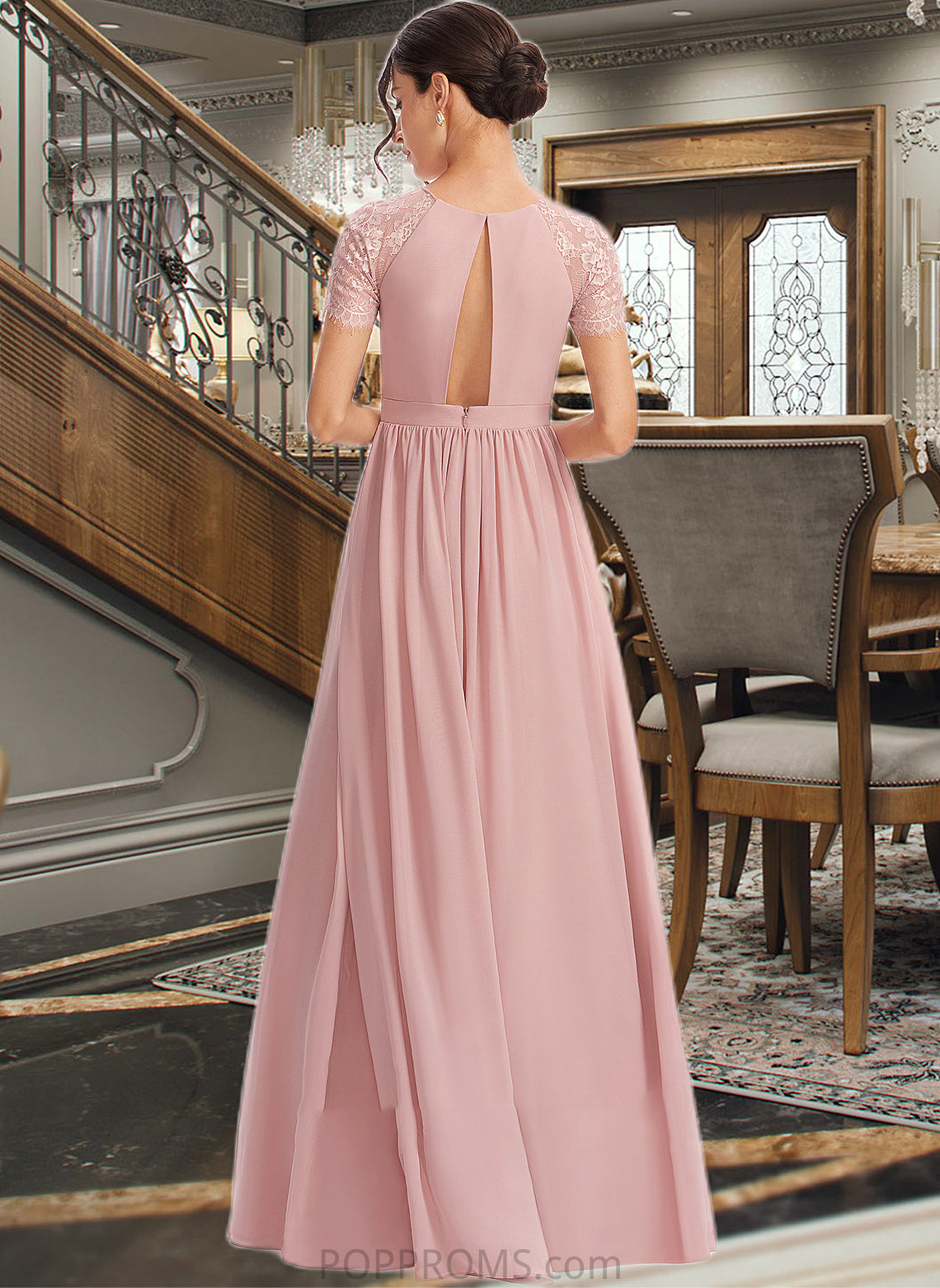 Cheyenne A-Line Floor-Length Bridesmaid Dress With Lace PP6P0013151