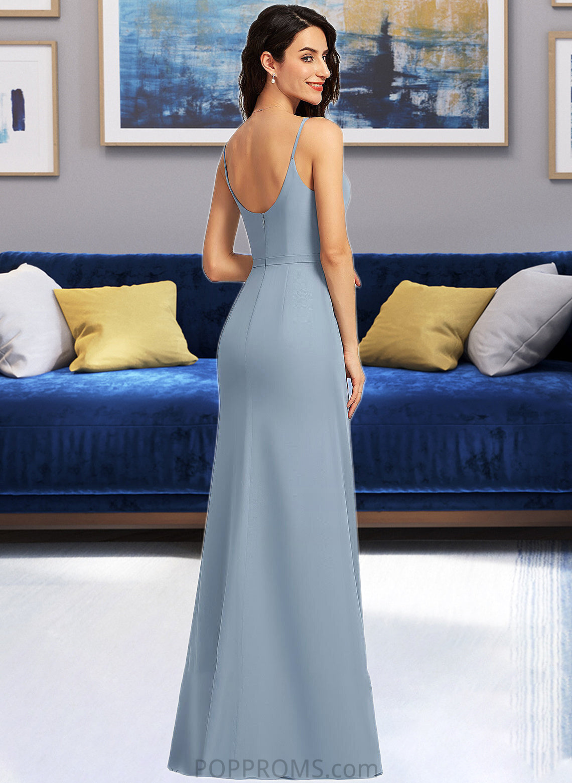 Jolie Sheath/Column V-neck Floor-Length Bridesmaid Dress PP6P0013152