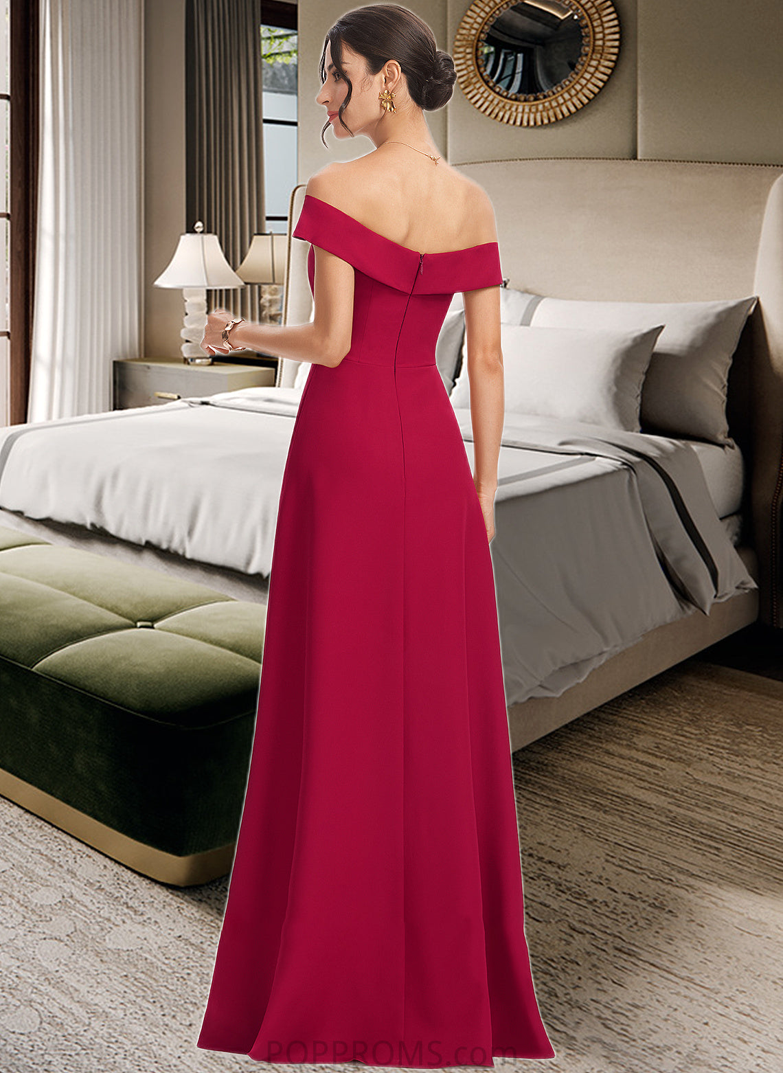 Yareli Sheath/Column Off-the-Shoulder Floor-Length Bridesmaid Dress With Ruffle PP6P0013177