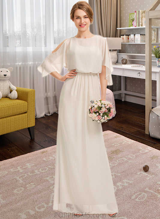 Camryn Sheath/Column Scoop Neck Floor-Length Chiffon Bridesmaid Dress With Cascading Ruffles PP6P0013180