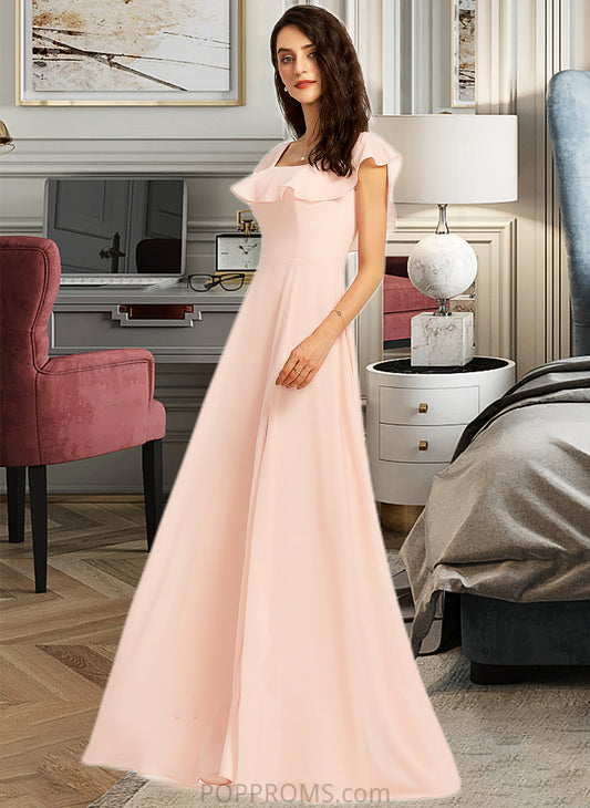 Aimee A-Line Square Neckline Floor-Length Bridesmaid Dress With Split Front PP6P0013186