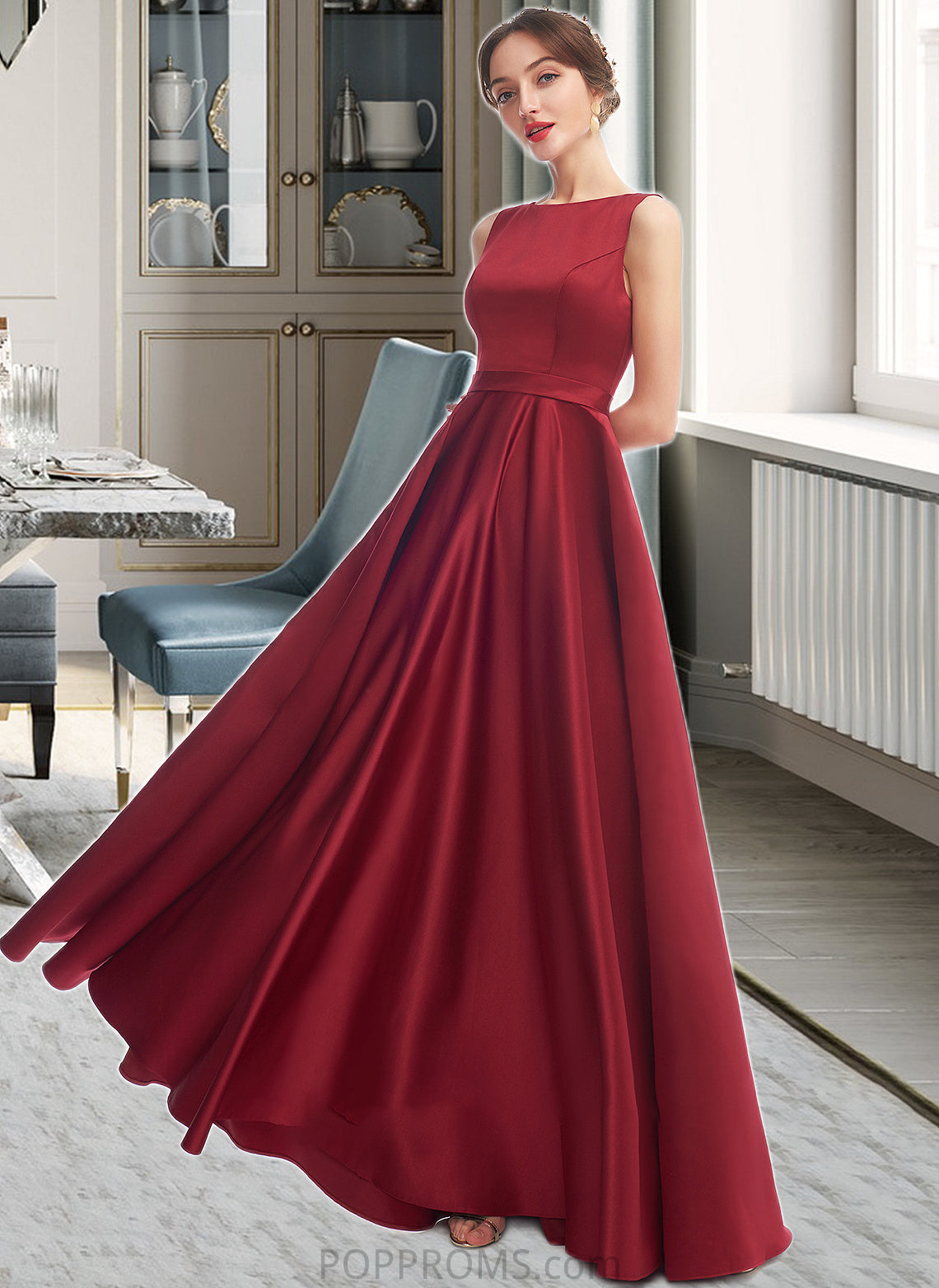 Nevaeh A-Line Scoop Neck Floor-Length Bridesmaid Dress PP6P0013198