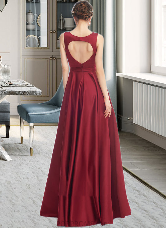 Nevaeh A-Line Scoop Neck Floor-Length Bridesmaid Dress PP6P0013198