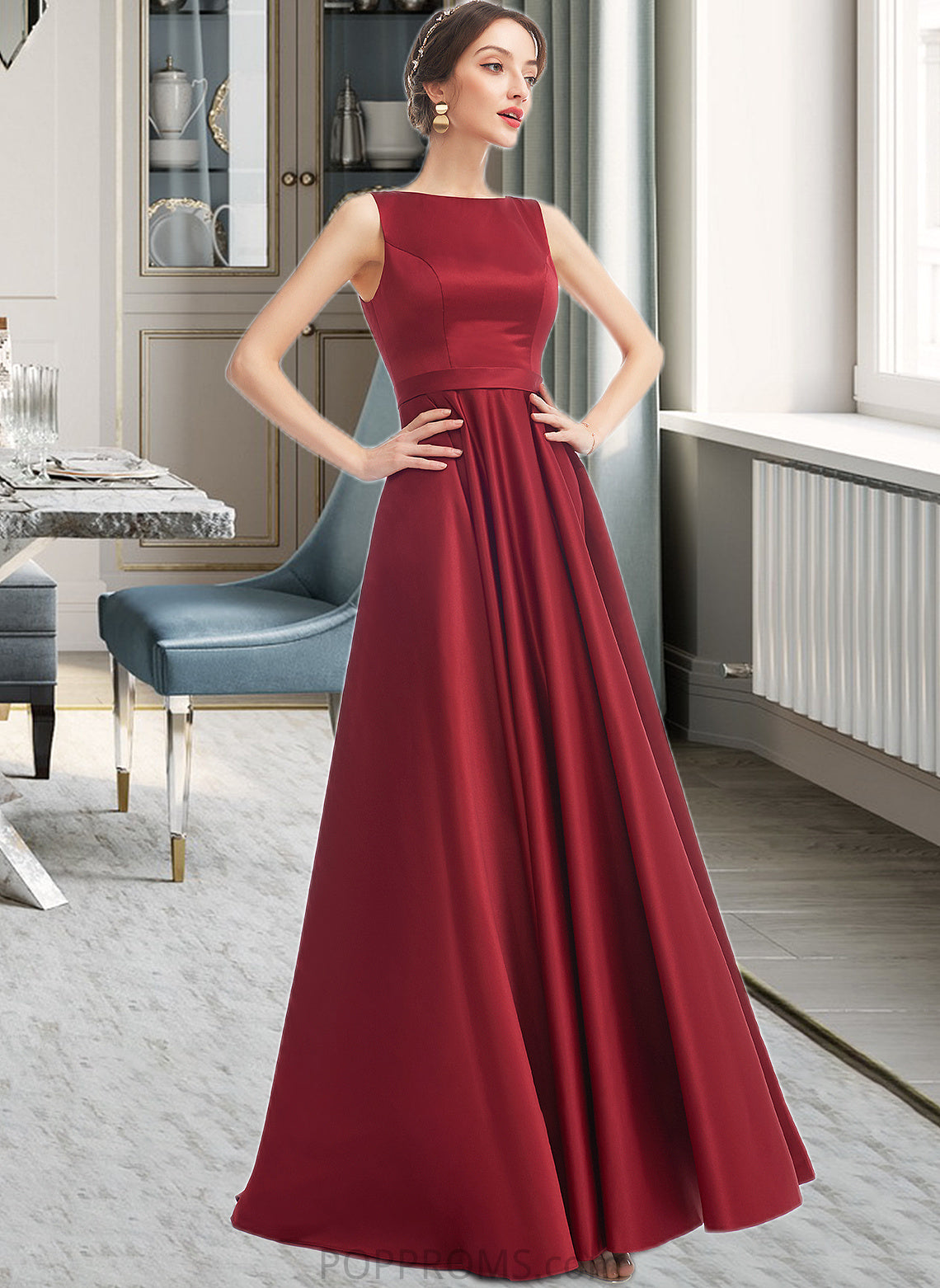 Nevaeh A-Line Scoop Neck Floor-Length Bridesmaid Dress PP6P0013198