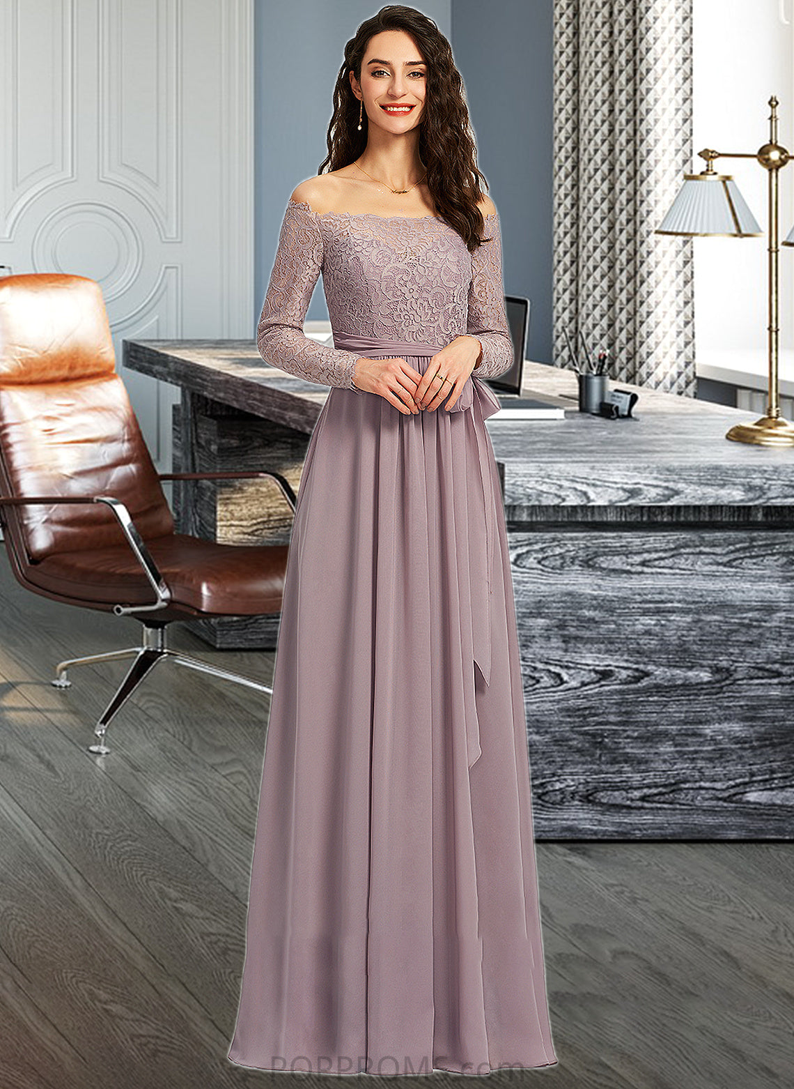 Sofia A-Line Off-the-Shoulder Floor-Length Bridesmaid Dress PP6P0013200