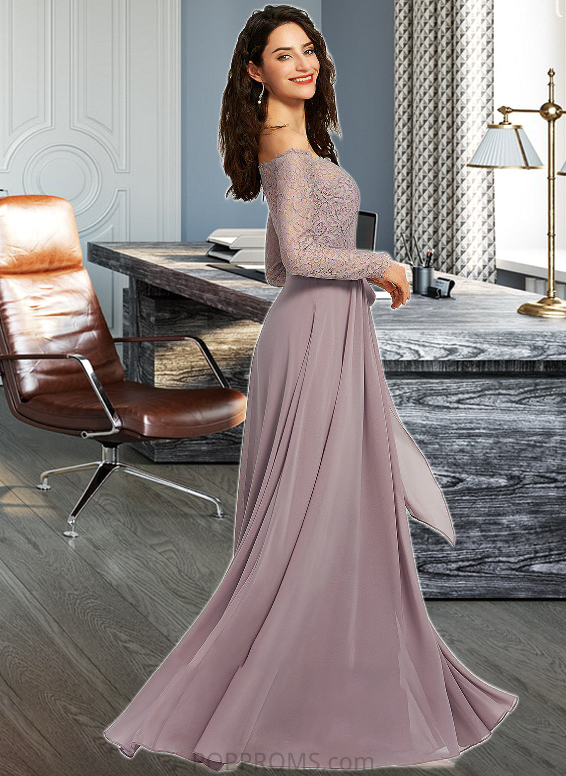 Sofia A-Line Off-the-Shoulder Floor-Length Bridesmaid Dress PP6P0013200