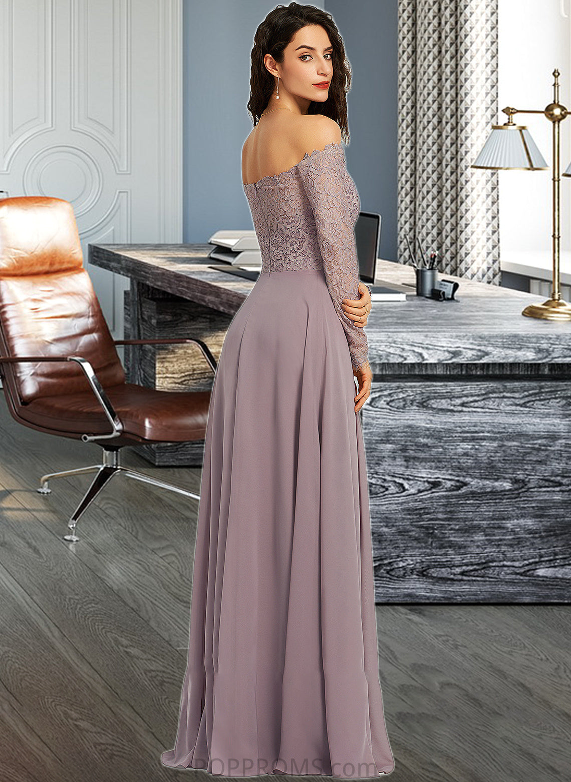 Sofia A-Line Off-the-Shoulder Floor-Length Bridesmaid Dress PP6P0013200