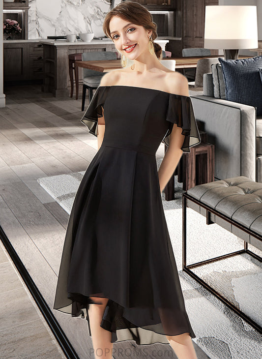 Geraldine A-Line Off-the-Shoulder Asymmetrical Chiffon Bridesmaid Dress With Cascading Ruffles PP6P0013224