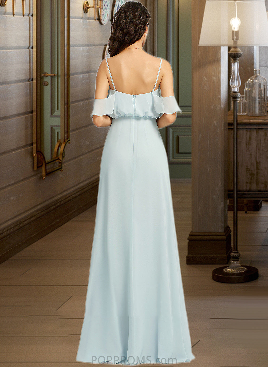 Mylie A-Line Off-the-Shoulder Floor-Length Bridesmaid Dress With Split Front PP6P0013231