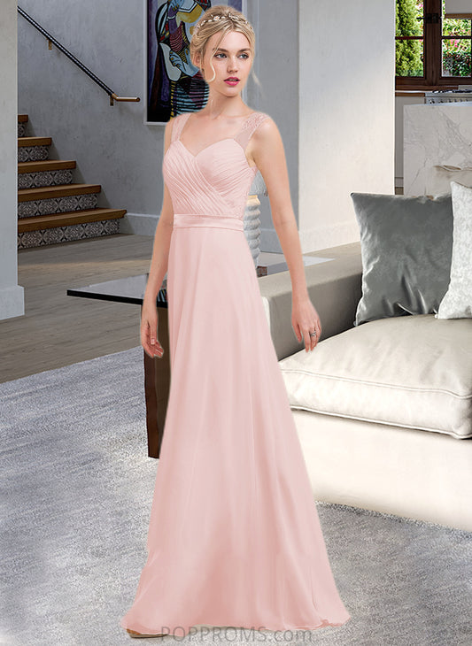 Cristina A-Line/Princess Sweetheart Floor-Length Chiffon Bridesmaid Dress With Ruffle PP6P0013239