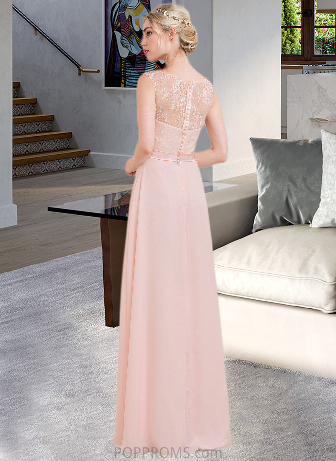 Cristina A-Line/Princess Sweetheart Floor-Length Chiffon Bridesmaid Dress With Ruffle PP6P0013239