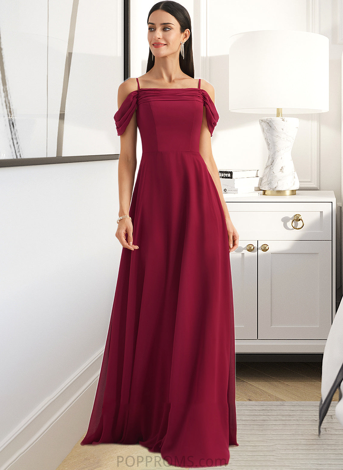 Alisa A-Line Square Neckline Floor-Length Bridesmaid Dress With Bow(s) PP6P0013242