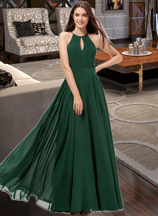 Adelyn A-Line Scoop Neck Floor-Length Chiffon Bridesmaid Dress PP6P0013257