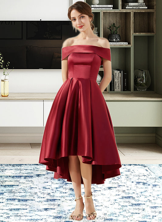 Lizeth A-Line Off-the-Shoulder Asymmetrical Satin Bridesmaid Dress With Pockets PP6P0013264