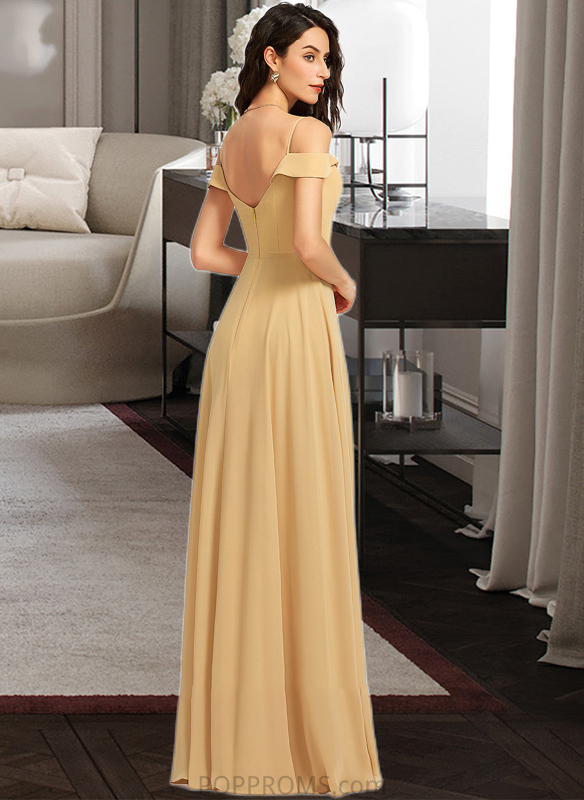 Dana A-Line V-neck Floor-Length Bridesmaid Dress PP6P0013265