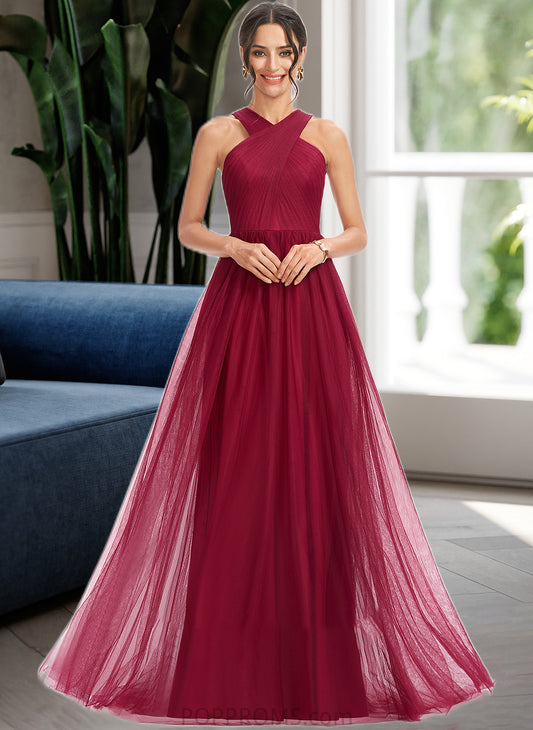 Rylie A-Line Halter Floor-Length Bridesmaid Dress With Ruffle PP6P0013274