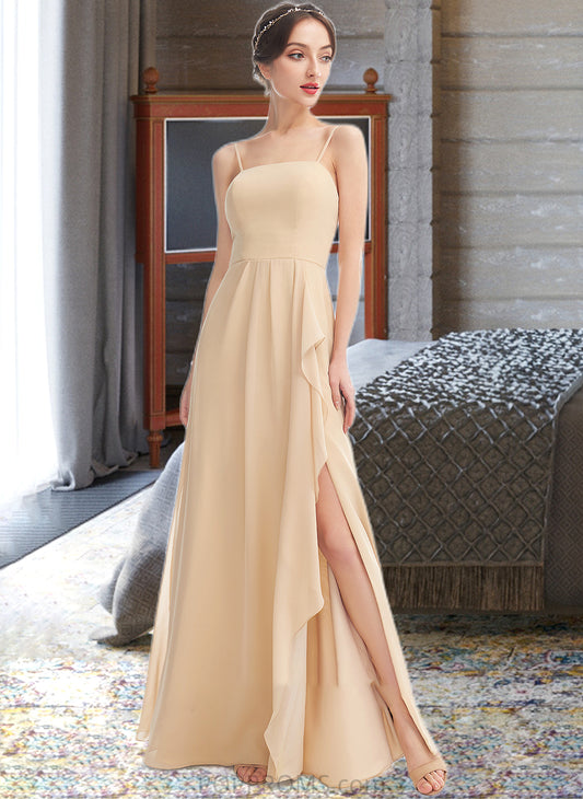 Libby A-Line Square Neckline Floor-Length Bridesmaid Dress With Split Front PP6P0013275