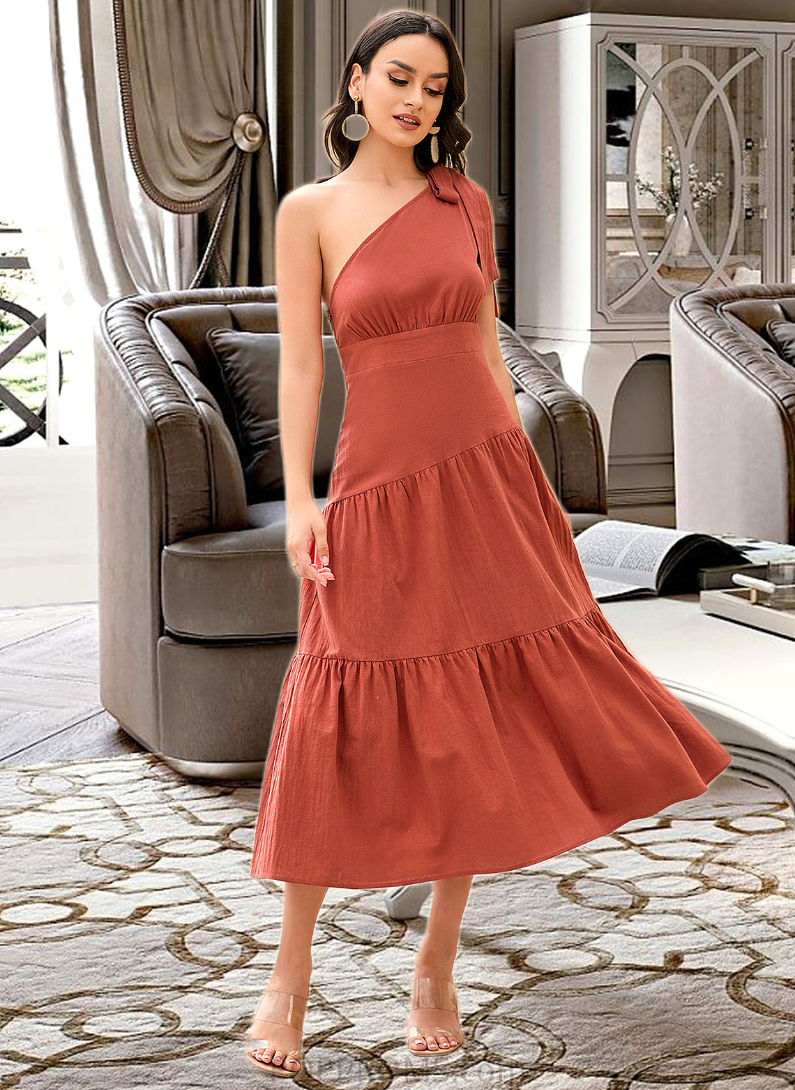 Pat A-LineOne-ShoulderAnkle-LengthBridesmaidDress#273612 PP6P0013297