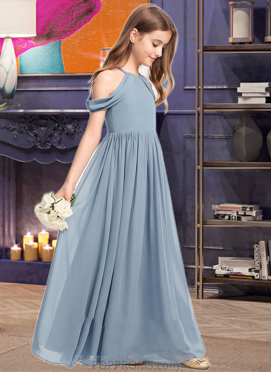 Paige A-Line Scoop Neck Floor-Length Chiffon Junior Bridesmaid Dress With Ruffle PP6P0013302